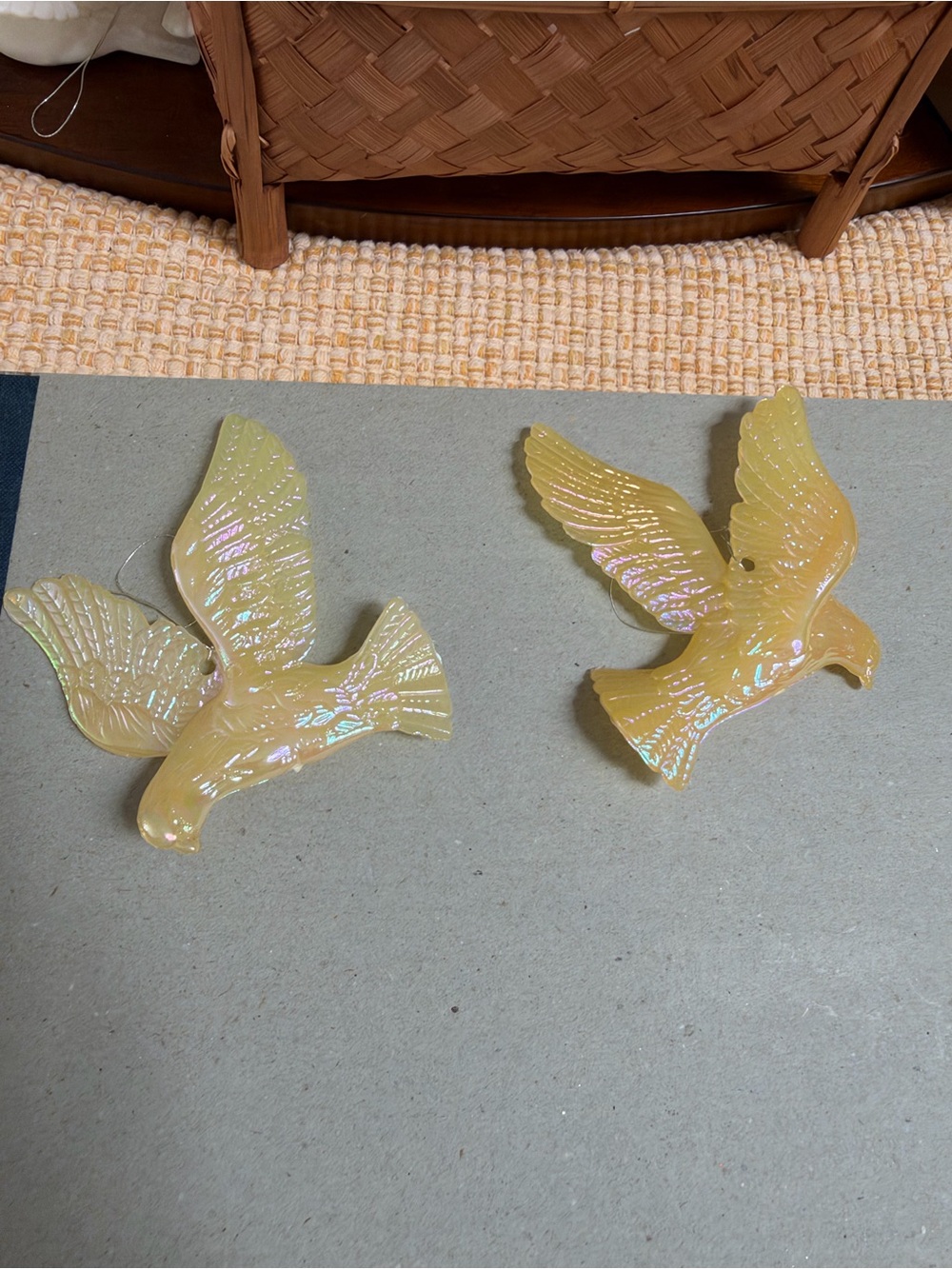 vintage iridescent plastic dove bird ornaments